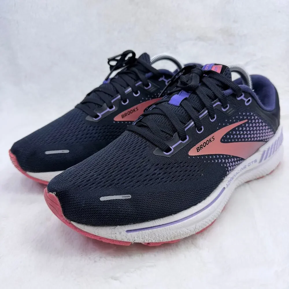 Brooks Adrenaline GTS 22 Womens Running Shoes Black Purple Pink Wide D Size 11